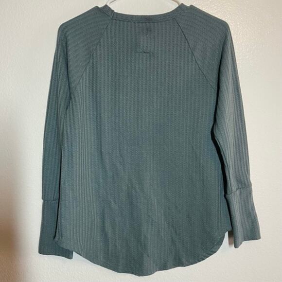 Chaser Waffle Thermal Long Sleeve Shirt Button Cuff Knit Dusty Green Medium - Picture 5 of 5
